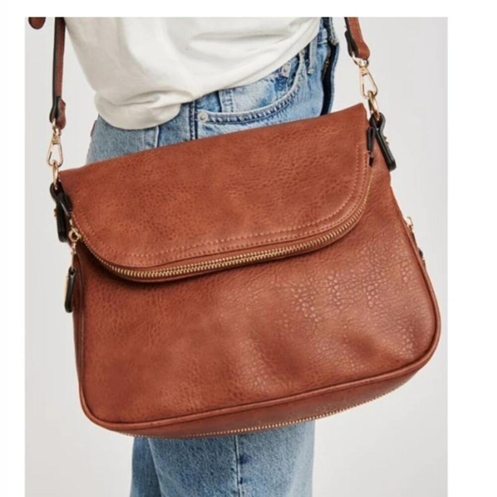 Moda Luxe Dandelion Vegan Leather Large Crossbody Messenger Bag - Picture 12 of 12